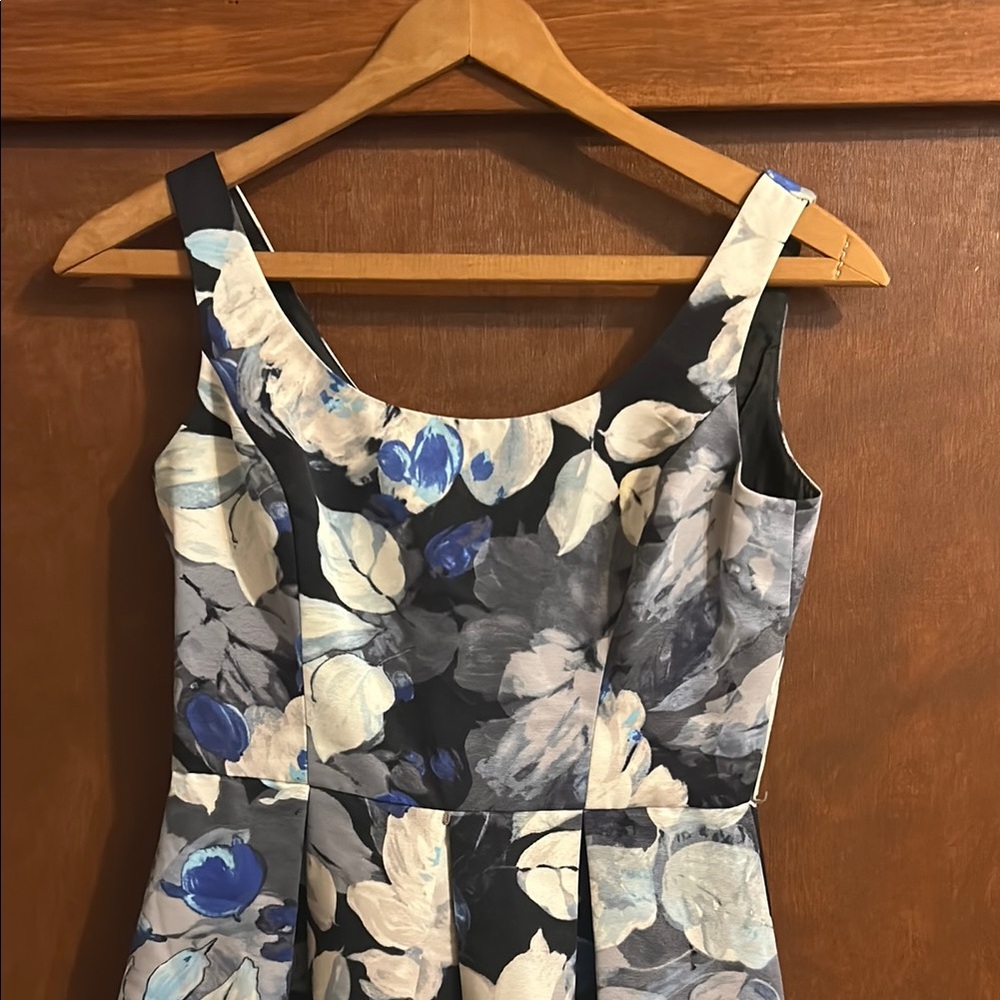 Eliza J Blue and White Fit and Flare Mini Dress